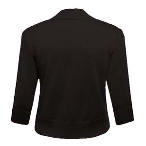 Cardigans Curtos de Cor Sólida com Mangas 3/4, Suéteres Cropped com Frente Aberta, Jaquetas Slim Fit para Mulheres - Product Image 5