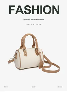 Borsa Boston da <span class=keywords><strong>Donna</strong></span> di Design con Blocchi di Colore, Chiusura a Cerniera, Materiale PU Resistente - Versatile Borsa a Spalla/Tracolla Casual - Product Image 6