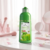 Shampoo colorant capillaire noir à la pomme 400 ml, 3 en 1, sans ammoniaque, coloration facile, huile d'argan, ginseng, coloration capillaire à base de plantes pour hommes et femmes