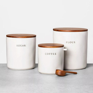 Nordic Designs Farmhouse Coffee Sugar Flour Cereal Storage Jar Kitchen Canisters Set with Airtight Lids