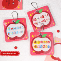 Lot de 12 faux ongles pour enfants, en ABS, 3D, motif dessin animé, détachables, réutilisables, mignons, pré-dessinés, à presser