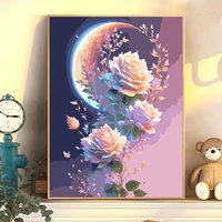 Lu Hua Art – 30 tableaux numériques modernes de roses florales, peints à la main, en bois massif, pour e-commerce et dropshipping