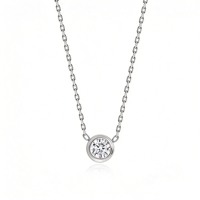Collier tendance en acier inoxydable avec pendentif cercle géométrique délicat en zircon CZ et chaîne serpent pour femme