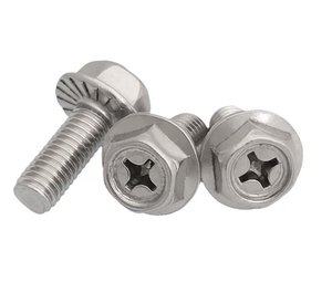 สลักเกลียวหน้าแปลนหกเหลี่ยม สแตนเลส M12 หน้าแปลนแบบหยัก ป้องกันการคลายตัว - Product Image 1