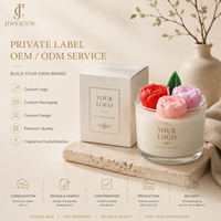 Lilin Aroma Bunga Peony Buatan Tangan dalam Stoples Kaca Lilin Dekoratif Floral untuk Hadiah Rumah Pernikahan Spa OEM Label Pribadi Kustom