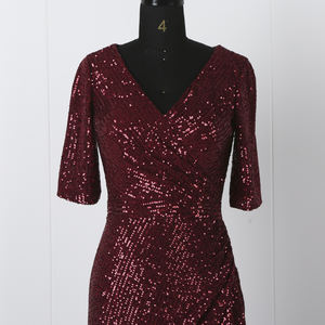 Di alta qualità rosso scollo a v abito da sera con paillettes delle donne maxi vestito in rilievo la madre <span class=keywords><strong>della</strong></span> <span class=keywords><strong>sposa</strong></span> si veste più il formato - Product Image 3