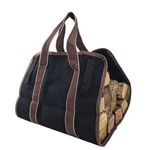 Waxed Canvas Firewood Bag for Camping Extra Large Waxed Canvas Firewood Bag Log Carrier Tote Bag