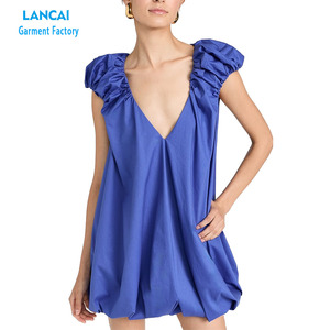 Vestido personalizado para mujer, ropa de diseñador, elegantes vestidos MIDI informales con mangas abullonadas para mujer - Product Image 1