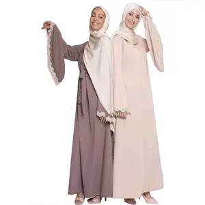 Buon punto elasticizzato Muslimah Wanita Brokat Terbaru Kebaya a maniche lunghe coppia di pizzo Murah Pesta cotone musulmano Baju Kurung