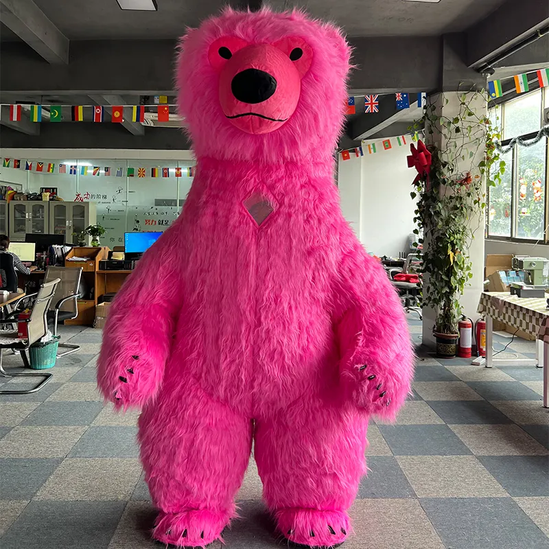 Hochwertige Größe 2m 2,6 m 3m benutzer definierte rosa Farbe aufblasbare Eisbär Panda Maskottchen Kostüm Cosplay Erwachsenen Kostüm zu verkaufen