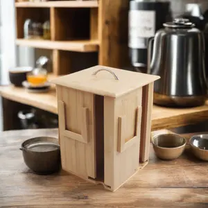 SOPEWOD Modern Design 4-Compartment Eco-Friendly Wooden Tea Bag Dispenser Holder Rotating Natural Bamboo Storage Box