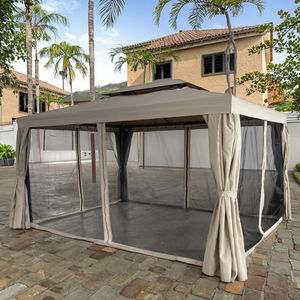 3X3M fiesta al aire libre evento aluminio jardín <span class=keywords><strong>Roma</strong></span> malla Gazebo refugio doble dosel techo red pared lateral balcón recubierto <span class=keywords><strong>de</strong></span> polvo - Product Image 3