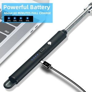 028 antivento Elettrico Ricaricabile Arco Più Leggero con LED di Visualizzazione Della Batteria Lungo Collo Flessibile USB Candele più leggero - Product Image 3
