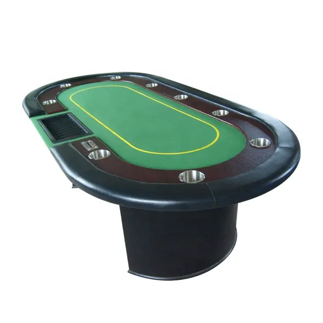 Mesa oval luxuosa do pôquer para a venda com pés de madeira para 8-10 jogadores