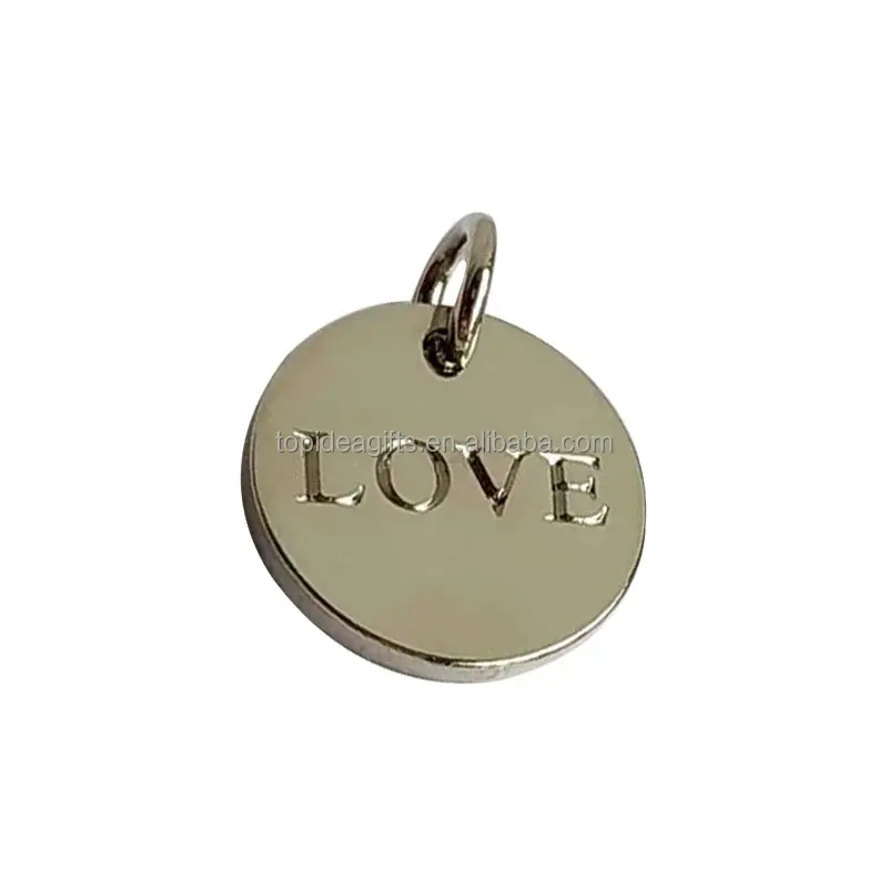 Fashion customized 8mm Love Logo Metal Charm Tags For DIY Jewelry Bracelet Necklace 18K Gold