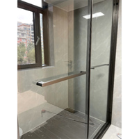 Salle de douche à porte coulissante carrée moderne, fabrication directe d'usine, épaisseur personnalisable, verre trempé, aluminium, acier inoxydable, salle de bain