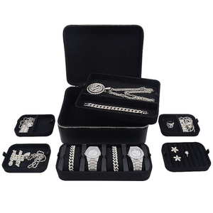 <strong>Zipper</strong> Travel Jewelry Organizer Box Rectangle PU Leather Storage for Multiple Earrings Rings Necklaces <strong>Bracelets</strong> - Product Image 6