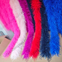 Boas en plumes d'autruche épaisses et douces à 6 plis, couleurs teintées, Plumas Avestruz pour fêtes, robes de danse, vêtements, accessoires de décoration