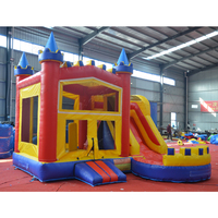 Château gonflable coloré avec toboggan, structure de saut commerciale pour les fêtes d'enfants en extérieur et les entreprises