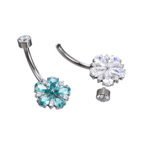 Fuxuan ASTM F136 Implant Grade Titane Fileté Intérieurement Fleur Nombril Anneau Fine Corps Bijoux Piercing