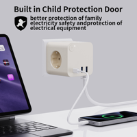 16A Multi-Way Indoor Office PD 25W Type C USB Barrette d'alimentation européenne avec interrupteur Prises de table Prise électrique Usage domestique