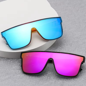 Lunettes de soleil sportives à monture plate tendance 2025 avec logo personnalisé, verres miroir colorés UV400, lentille monobloc, lunettes carrées pour hommes et femmes - Product Image 3