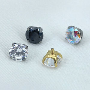 Perhiasan Tindik <span class=keywords><strong>Titanium</strong></span> Zirkon Warna-warni Prong CZ Labert Anting Tindik 16G Ulir Internal Cincin Bibir Atas - Product Image 5