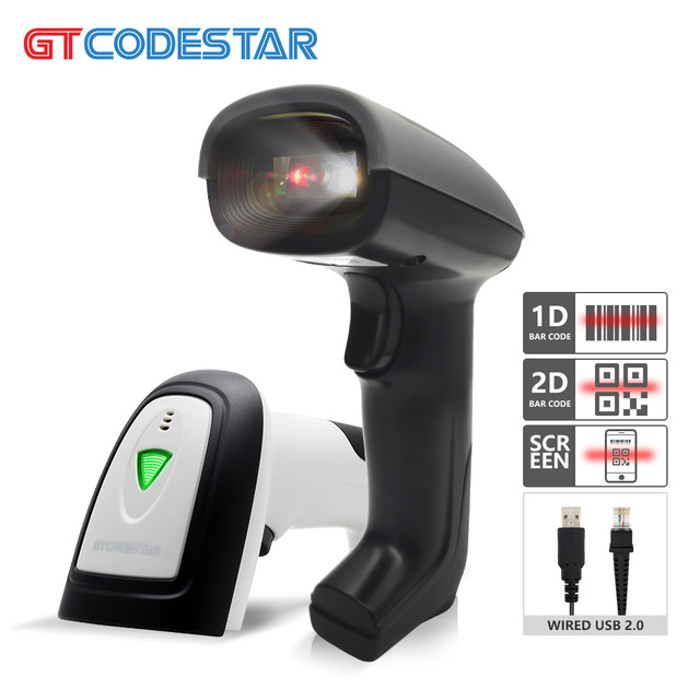 2D Barcode Scanner GT-1900A Wired USB Qr Bar Codes Reader Handheld Supermarket Inventory Computer Barcode Machine Price Scanner