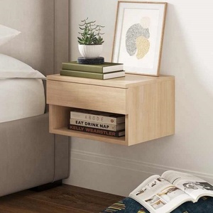 Comodino Sospeso in Legno con Cassetto, Design Minimalista e Ricarica Wireless Integrata - Product Image 6