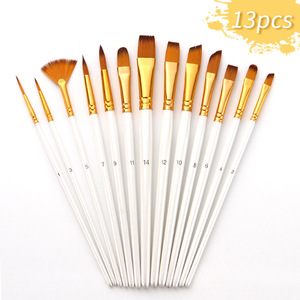 BOMEIJIA Lot de 13 pinceaux en nylon de différentes formes avec manche en bois pour artiste débutant - Product Image 3