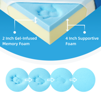 Matelas pliant portable à trois volets de 4 pouces en mousse à mémoire de forme avec housse lavable pour le camping, les invités, les voyages en camping-car et le sol