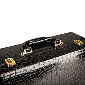 Boîte à chaussures haut de gamme en cuir à motif crocodile, boîte à chaussures à couvercle rabattable, boîte de rangement pour bijoux d'affaires - Product Image 3