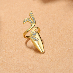 Креативное модное Позолоченное серебряное кольцо для ногтей из нержавеющей стали с орнаментом на заказ инкрустированное цветочное кольцо для ногтей Набор для девушек - Product Image 3