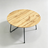 Table basse ronde en bois massif, table centrale moderne minimaliste en bois, piédestal sculpté, meubles de salon