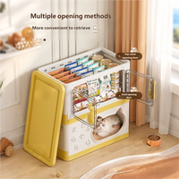 Maison pour chat et niche pour animaux de compagnie multifonctionnelle moderne, grande capacité, PP, 2 couches, pliable, avec rangement pour nourriture et jouets