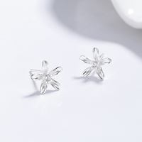 Anting-anting Bunga Perak Sterling 925 Zirkon Elegan Chic Fashion