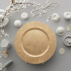 Piring Makan Melamin Plastik Warna Emas <span class=keywords><strong>13</strong></span> Inci, Grosir Pabrik, Warna Sesuai Pesanan, Set Piring Makan untuk Pernikahan, Ramah Lingkungan, Modern - Product Image 1