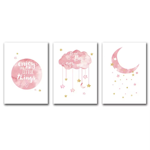 Affiche nordique pour enfants huile sur toile Art pépinière <span class=keywords><strong>chambre</strong></span> de fille rose décoration murale peinture décorative pour la maison des enfants - Product Image 5