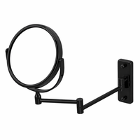 Contemporary 5x Bath Mirror Wall Mounted Double Folding & Rotatable Magnifier with Matte Black Metal Frame