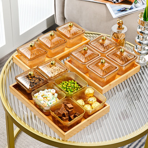 <b>Plastic</b> Snack Dish <b>Set</b> With Lid For Party <b>Tea</b> Time Storage Box Fruit Plate Simple Style - Product Image 2