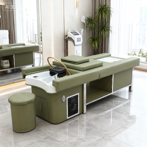 Lit de massage intégré pour salon de coiffure avec fonction de thérapie capillaire, couvercle vapeur, machine à vapeur 2L et bain de pieds pour club de santé et barbier - Product Image 1