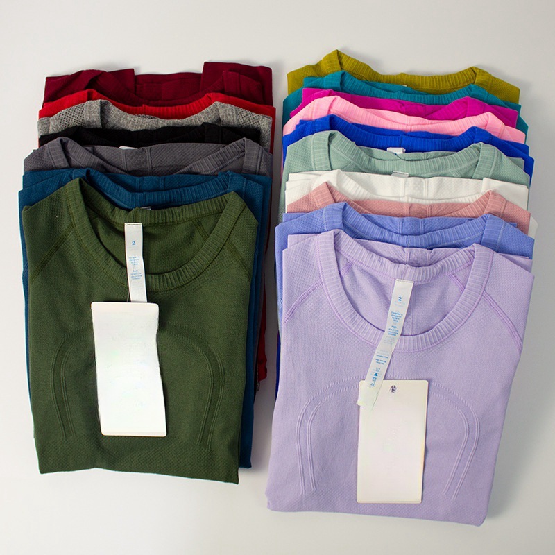 Wholesale Seamless Knitted Short Sleeve Shirts Sweat Wicking Super Elastic Slimming Fitness Yoga Active Tops