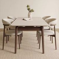 Ensemble table et chaises de salle à manger en bois massif, moderne, petit appartement, plateau rectangulaire en quartz blanc importé, 6 places, durable, hôtel