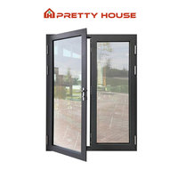 Portes et fenêtres à rupture de pont thermique en aluminium, résistantes aux intempéries, avec charnières extérieures anti-impact pour portes battantes en verre