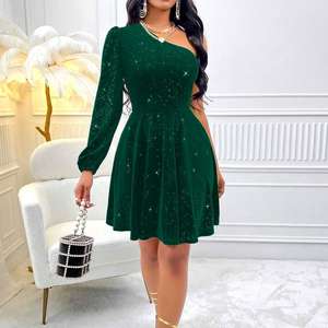 Robes longues à une épaule pour femmes, couleur unie, style swing, tendance - Product Image 6