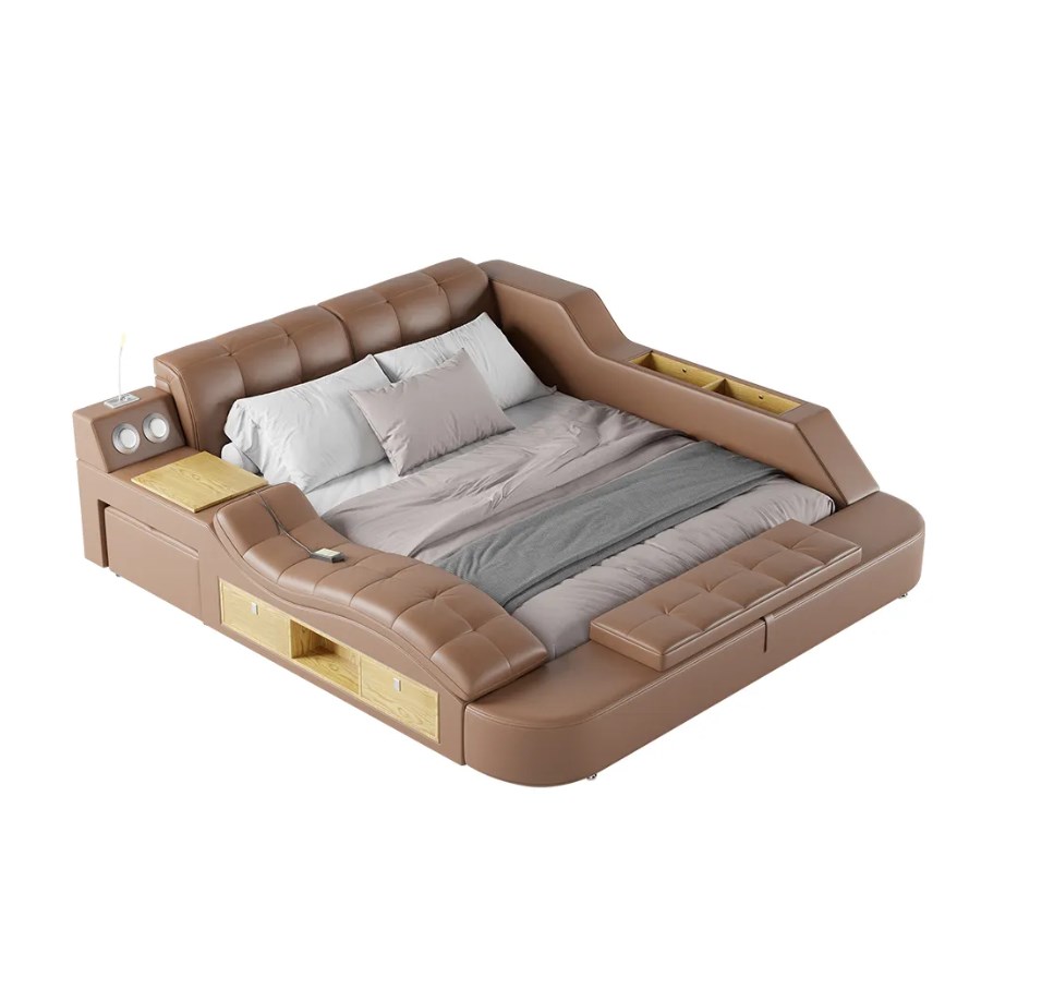 massage storage speaker brown smart bed king size tufted platform bed
