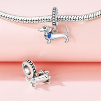 925 Sterling Silver Fine Jewelry Pendentif Collier Mignon Pet Rose Chat Patte Saucisse Chien Perle Tiktok Offre Spéciale DIY Bracelet Collier