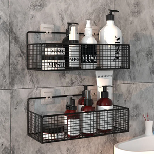 Mesh Storage Rack Wall Mounted Kitchen Fruit Sauce Vegetables Storage <strong>Basket</strong> Punch-free Bathroom <strong>Corner</strong> Organizer Shelf YY Metal - Product Image 2