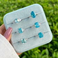 Bijoux fins 925 bague en argent sterling couleur bleue pierre zircon cubique pour femmes et filles forme de coeur
