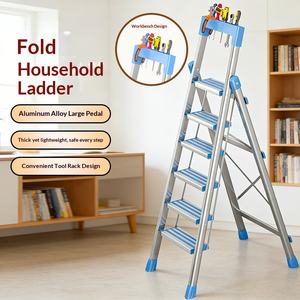 Échelle télescopique pliante simple face en alliage d'aluminium pour usage domestique, épaissie, capacité de charge 150 kg - Product Image 1